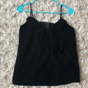 J.Crew Black Ruffle Detail Velvet Camisole